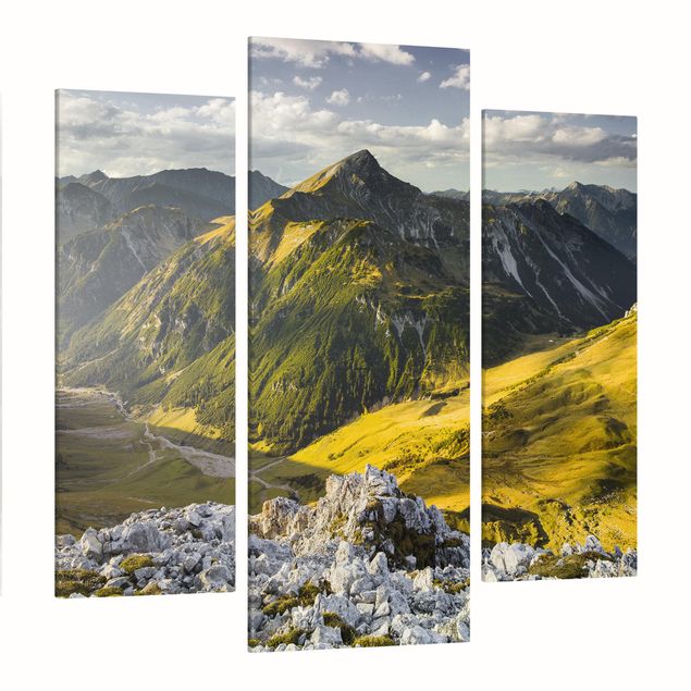 Quadri su tela Montagne e valle delle Alpi di Lechtal in Tirolo