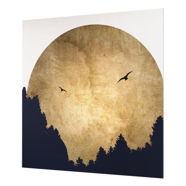 Paraschizzi in vetro - Luna dorata nella foresta - Quadrato 1:1