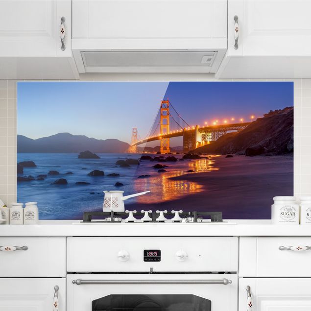 paraschizzi cucina vetro magnetico Ponte del Golden Gate al tramonto