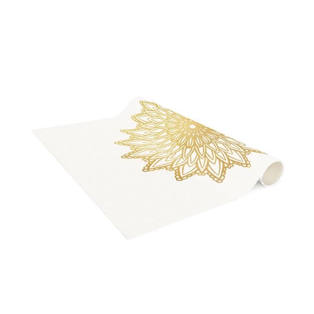 Tappeti dorati Mandala Sole Illustrazione Oro Bianco