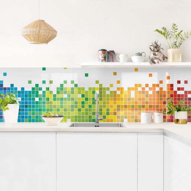 rivestimento adesivo cucina Pixel arcobaleno