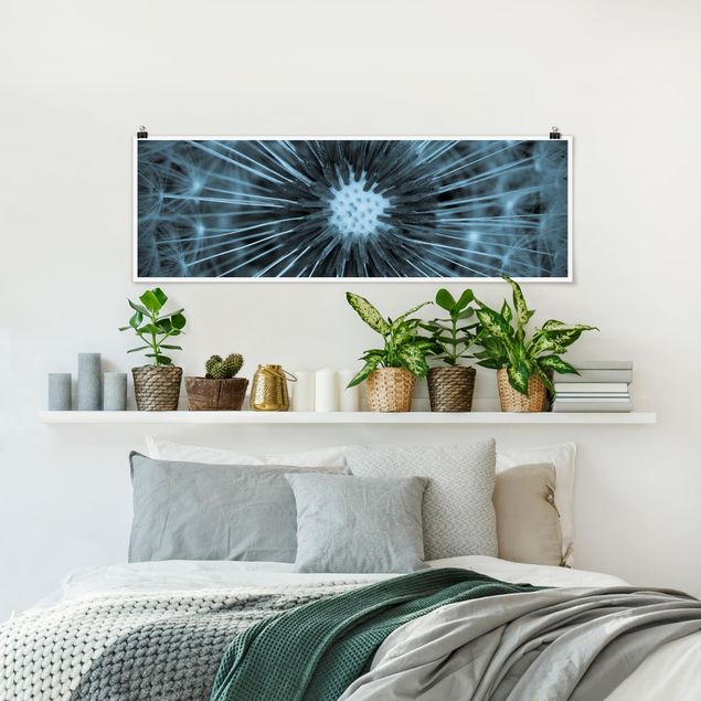 Poster - Blu Colorato Pust Fiore - Panorama formato orizzontale