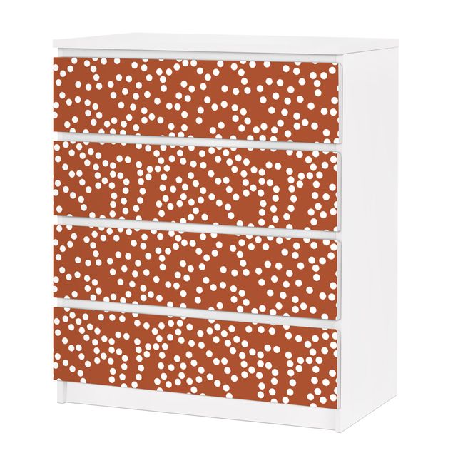 Carta adesiva per mobili IKEA - Malm Cassettiera 4xCassetti - Aboriginal dot pattern Brown