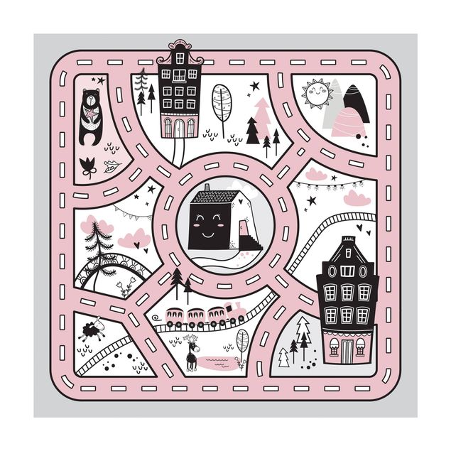 Tappeto cucina nero Scandinavia - La città rosa