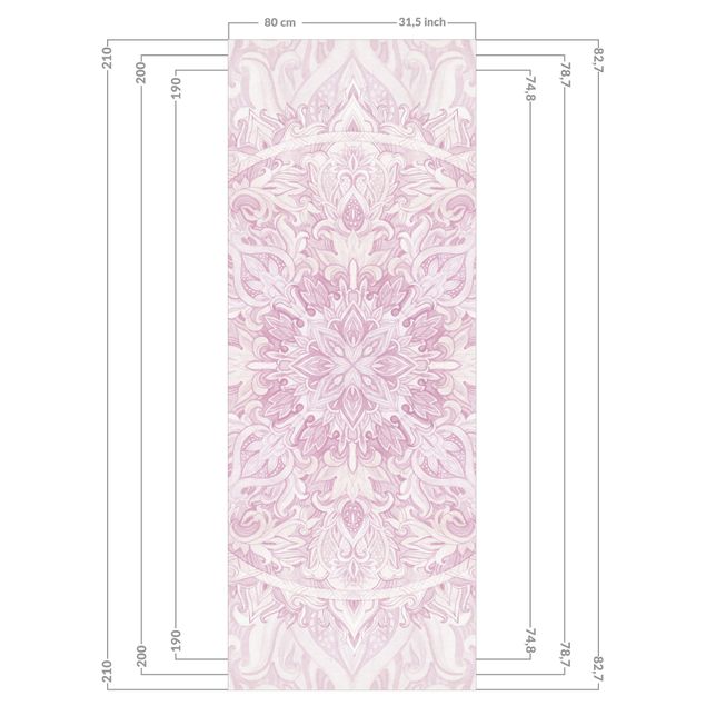 Rivestimento per doccia - Ornamento mandala in acquerello rosa