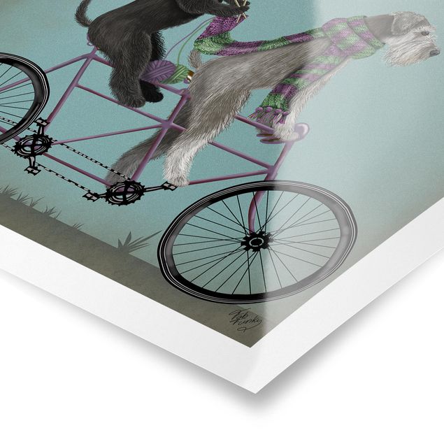 Poster - In bicicletta - Schnauzer Tandem - Verticale 4:3