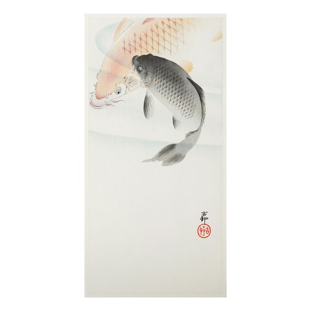 Stampa su alluminio spazzolato - Vintage illustrazione Asiatici pesce I - Verticale 2:1