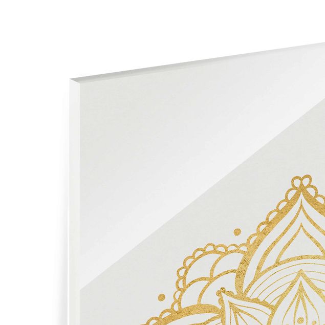Quadro in vetro - Mandala Capo Illustrazione oro bianco - Orizzontale 2:3