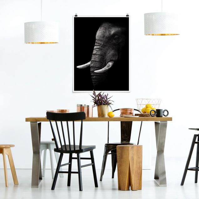 Poster - Scuro Elephant Portrait - Verticale 4:3