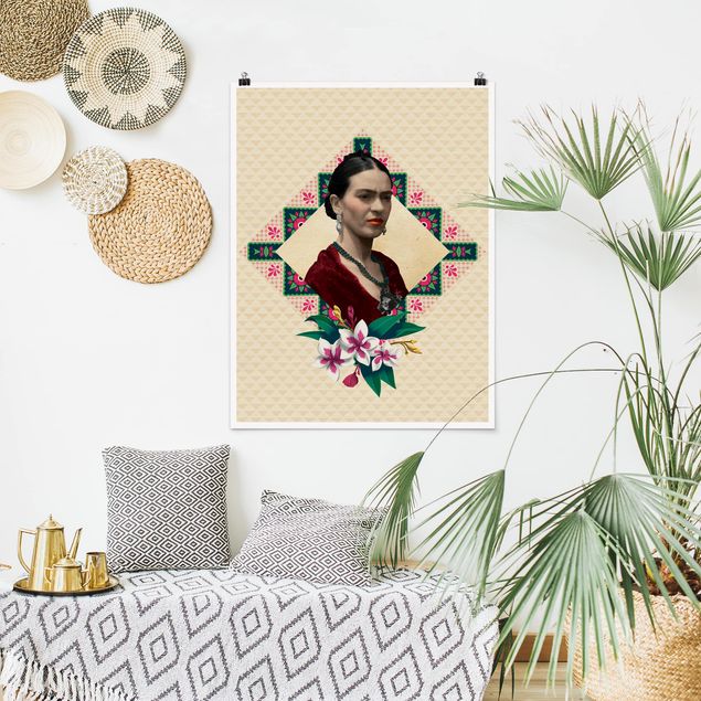 Poster - Frida Kahlo - fiori e Geometria - Verticale 4:3