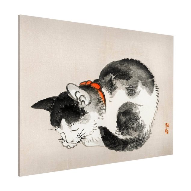 Quadri animali Disegno vintage asiatico gatto addormentato