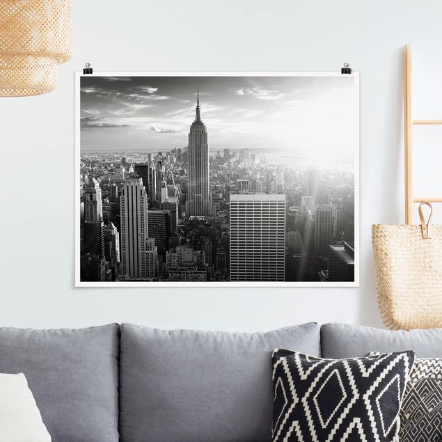 Poster bianco e nero formato orizzontale Skyline di Manhattan