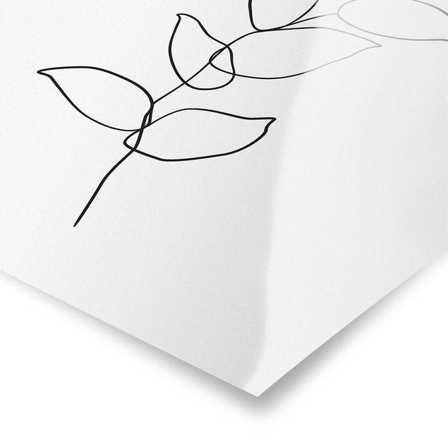 Poster - Line Art ramo bianco e nero - Quadrato 1:1
