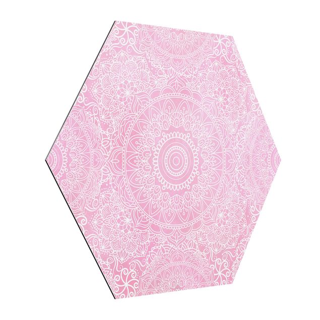 Esagono in Alluminio Dibond - Mandala modello rosa