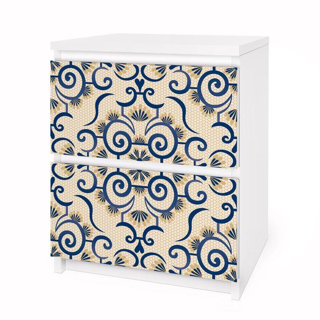 Carta adesiva per mobili IKEA - Malm Cassettiera 2xCassetti - Tips ornament in beige