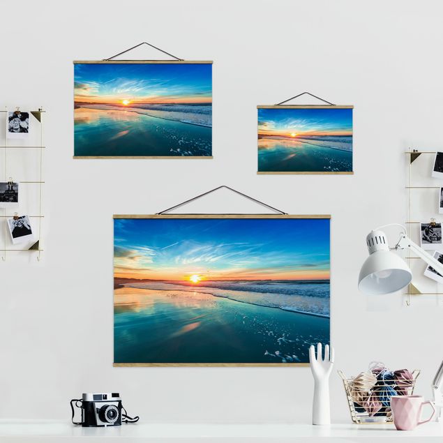 Foto su tessuto da parete con bastone - Romantico tramonto sul mare - Orizzontale 2:3