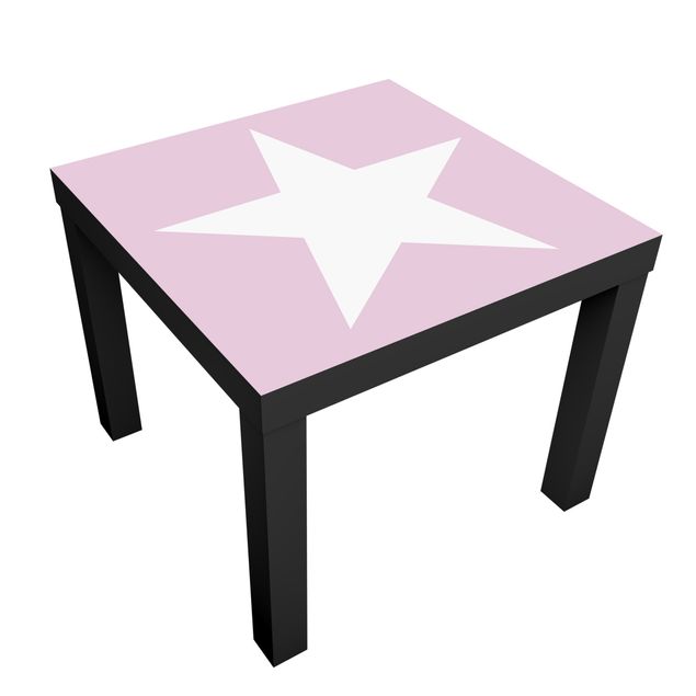 Carta adesiva per mobili IKEA - Lack Tavolino Big White Star on Pink