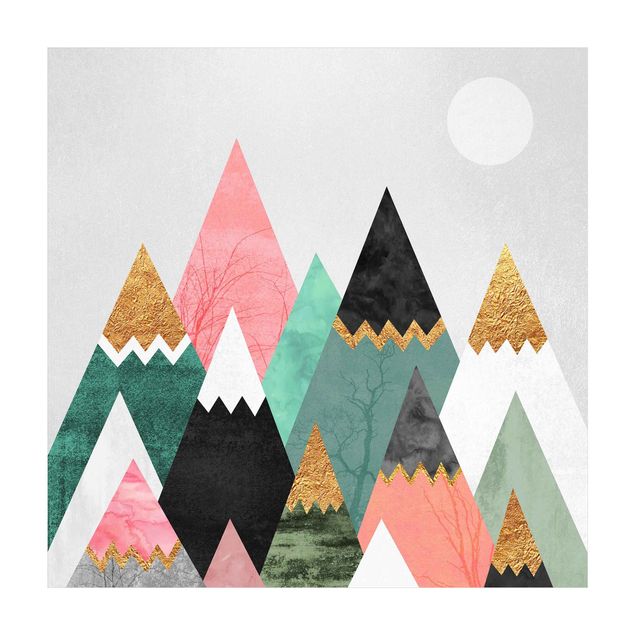 Tappeti multicolor Montagne triangolari con punte dorate
