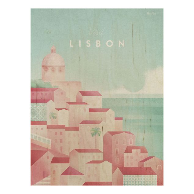 Stampa su legno - Poster viaggio - Lisbona - Verticale 4:3