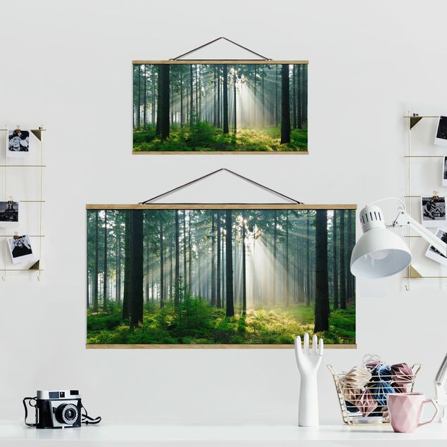Foto su tessuto da parete con bastone - Enlightened Foresta - Orizzontale 1:2