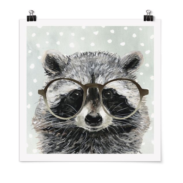 Poster illustrazioni Animali con occhiali - Procione