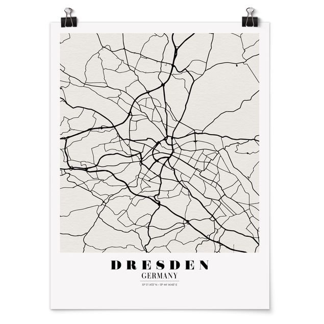 Poster - Mappa di Dresda - Classica - Verticale 4:3
