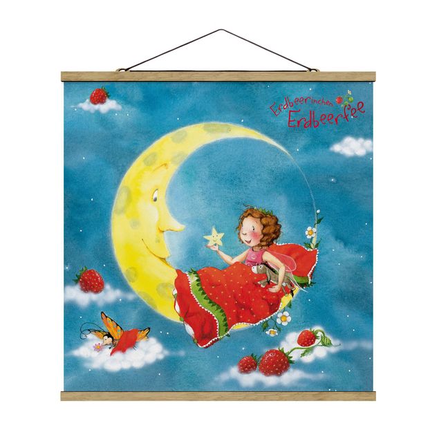 Quadro su tessuto con stecche per poster - Strawberry Coniglio Erdbeerfee - Sweet Dreams - Quadrato 1:1