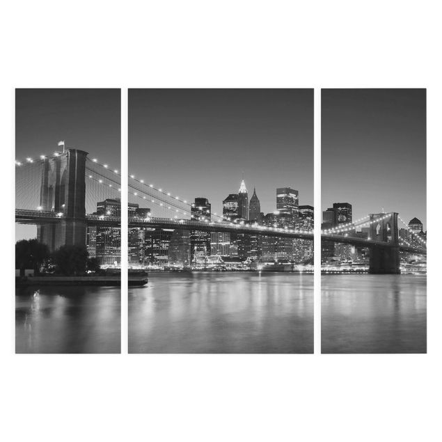 Stampa su tela 3 parti - Brooklyn Bridge In New York II - Trittico