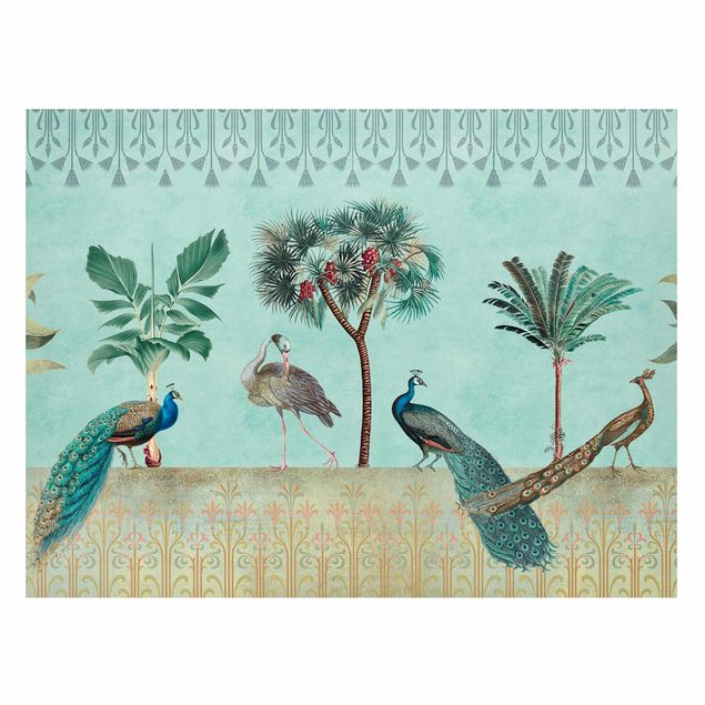 Lavagna magnetica per ufficio Collage vintage - Uccello tropicale e palme