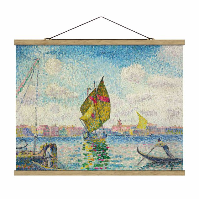 Foto su tessuto da parete con bastone - Henri-Edmond Cross - Barche a vela alla Giudecca - Orizzontale 3:4