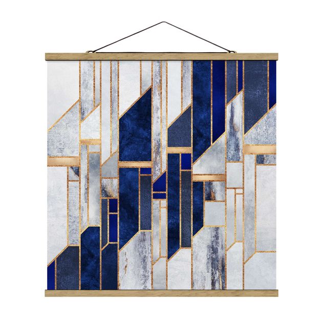 Quadro su tessuto con stecche per poster - Elisabeth Fredriksson - Forme geometriche con oro - Quadrato 1:1