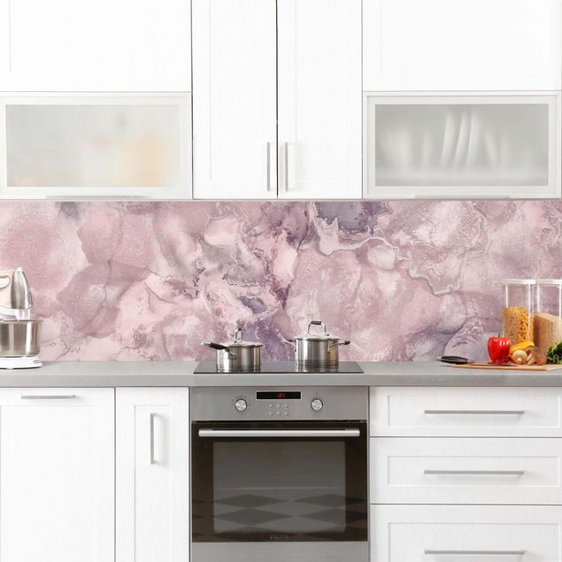 rivestimento cucina moderna Esperimenti di colore in marmo viola