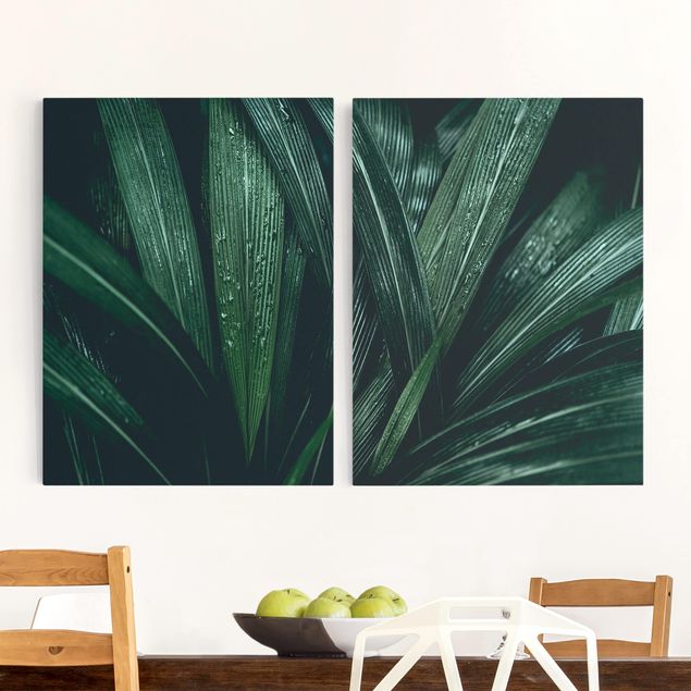 Quadro su tela fiori Foglie di palma verde