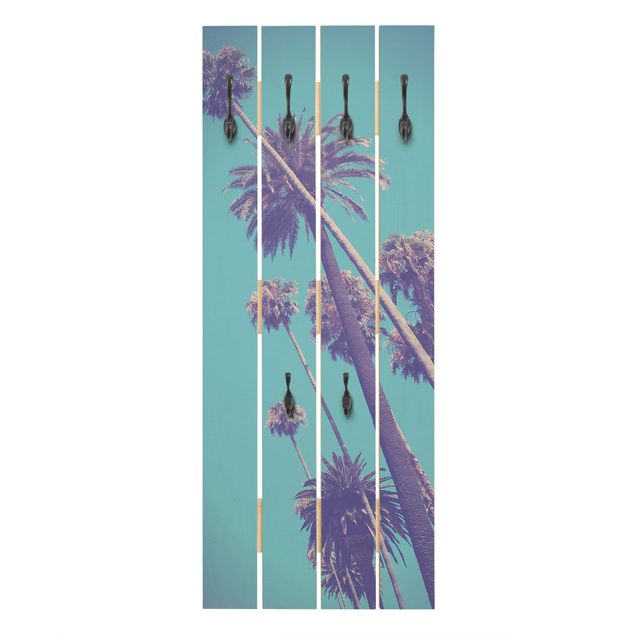 Appendiabiti in legno - Piante Tropicali palme e cielo - Ganci cromati - Verticale