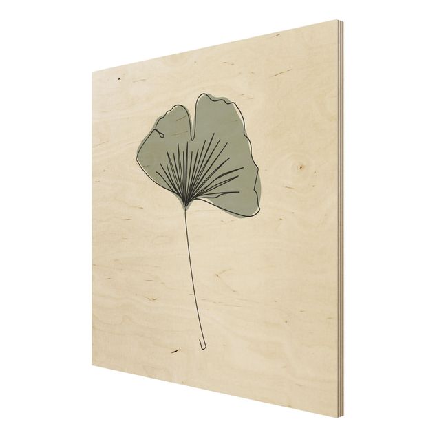 Stampa su legno - Gingko Leaf Line Art - Quadrato 1:1