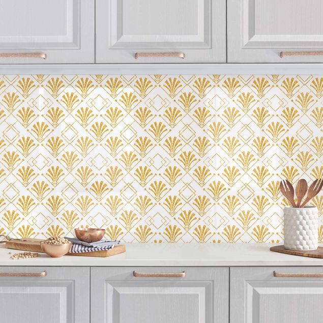 Rivestimenti cucina pannello Effetto glitter con trama Art déco in oro