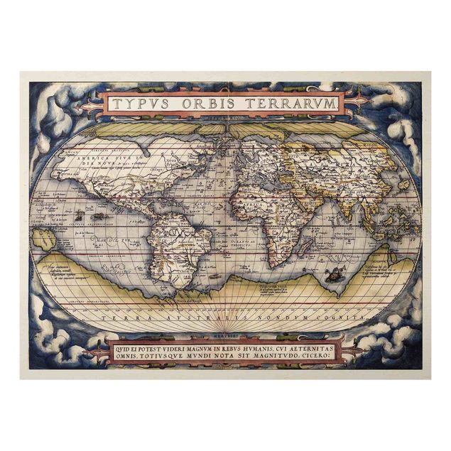 Stampa su alluminio spazzolato - Historic tipo World Map Orbis Terrarum - Orizzontale 3:4