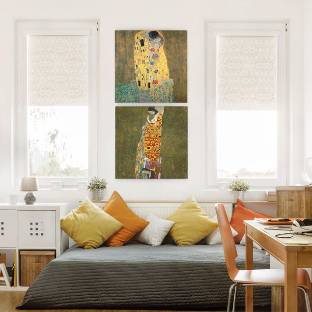 Quadri moderni per soggiorno Gustav Klimt - Bacio e speranza