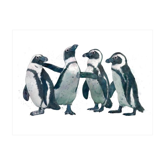 Tappeti grandi Illustrazione - Pinguini Acquerello Bianco e Nero