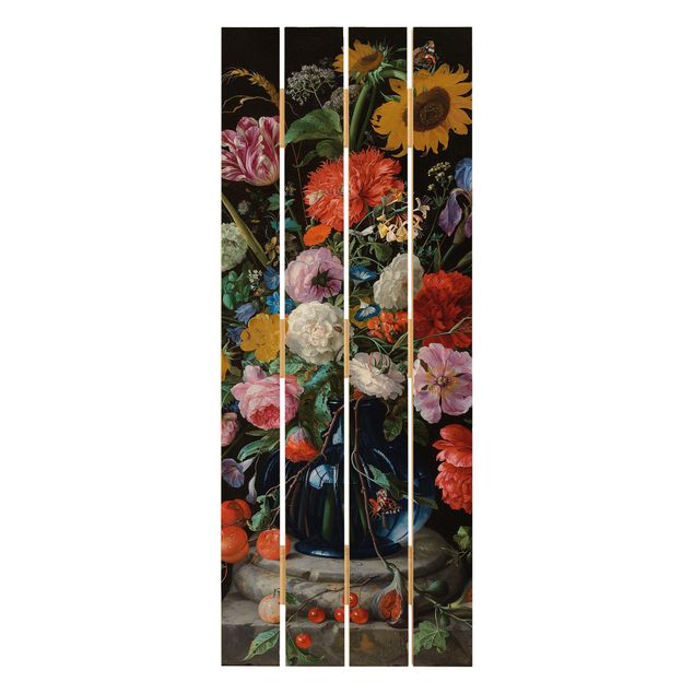 Stampa su legno - Jan Davidsz De Heem - Vaso di vetro con i fiori - Verticale 5:2