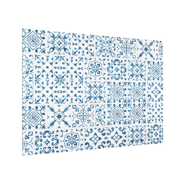 Paraschizzi in vetro - Tile pattern Blue White