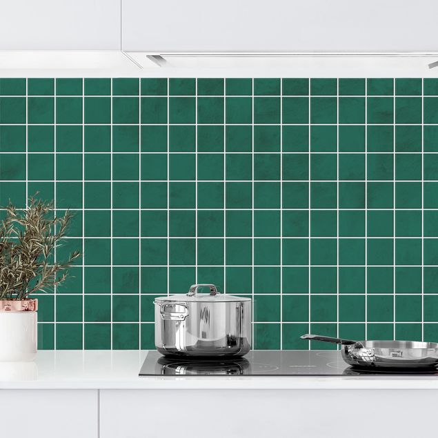 Rivestimenti cucina pannello Piastrelle di cemento a mosaico - Verde