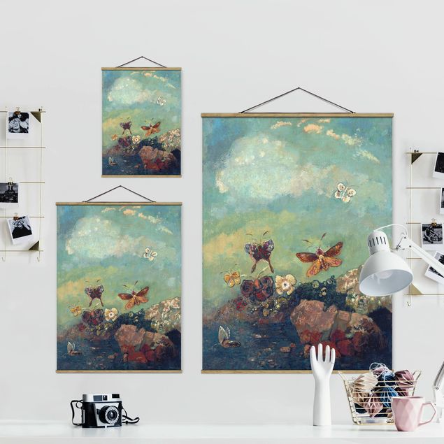 Foto su tessuto da parete con bastone - Odilon Redon - Butterflies - Verticale 4:3