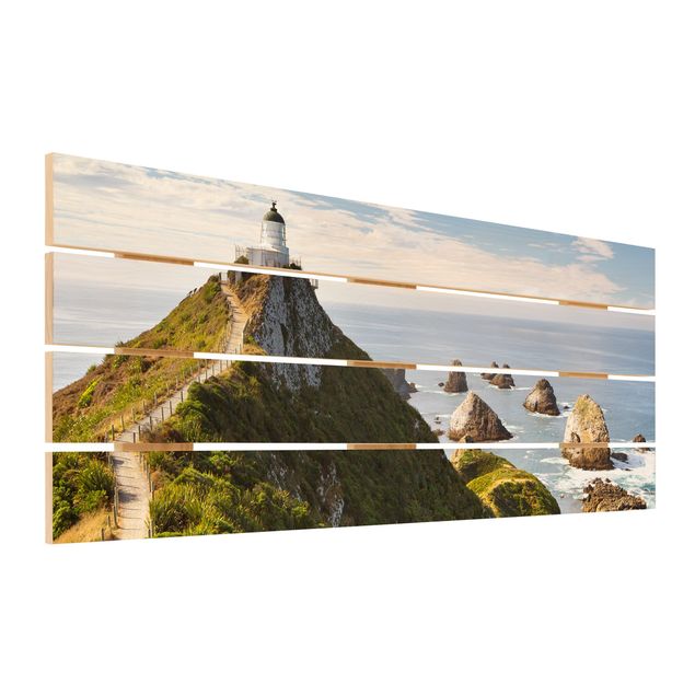 Stampa su legno - Nugget Point Lighthouse e Sea Nuova Zelanda - Orizzontale 2:5