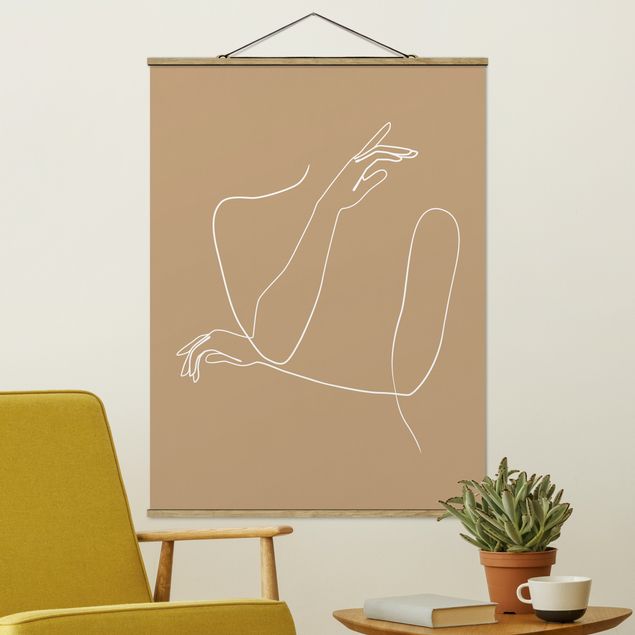 quadro astratto moderno Line Art - Mani femminili Beige