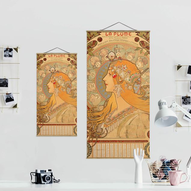 Quadro su tessuto con stecche per poster - Alfons Mucha - Segni dello zodiaco - Verticale 2:1