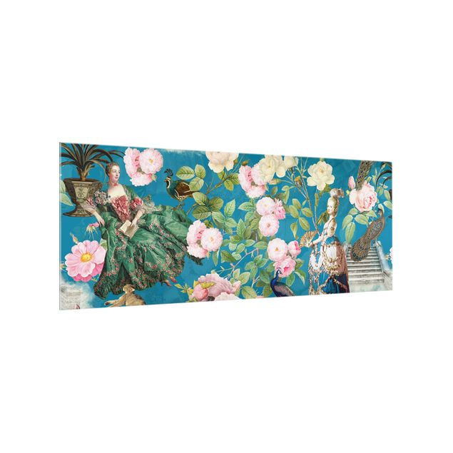 Paraschizzi - Vestito pomposo in giardino di rose su blu