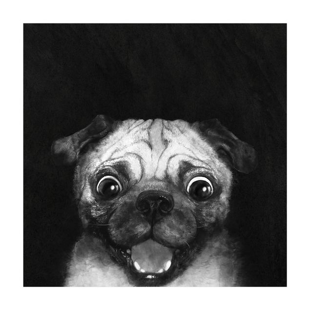 Tappeti antracite Illustrazione - cane carlino pittura su bianco e nero