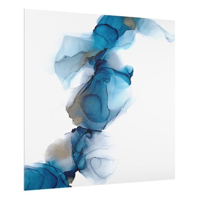 Paraschizzi in vetro - La via del vento in blu e oro - Quadrato 1:1
