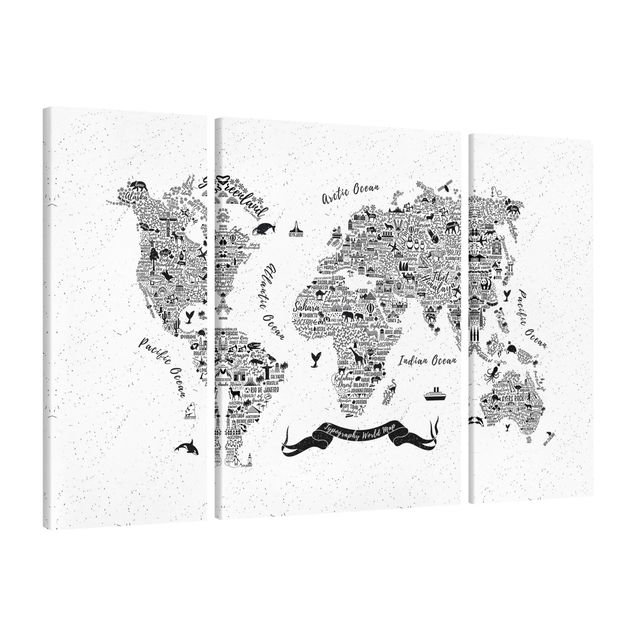 Frasi su tela Mappa del mondo - tipografica bianca